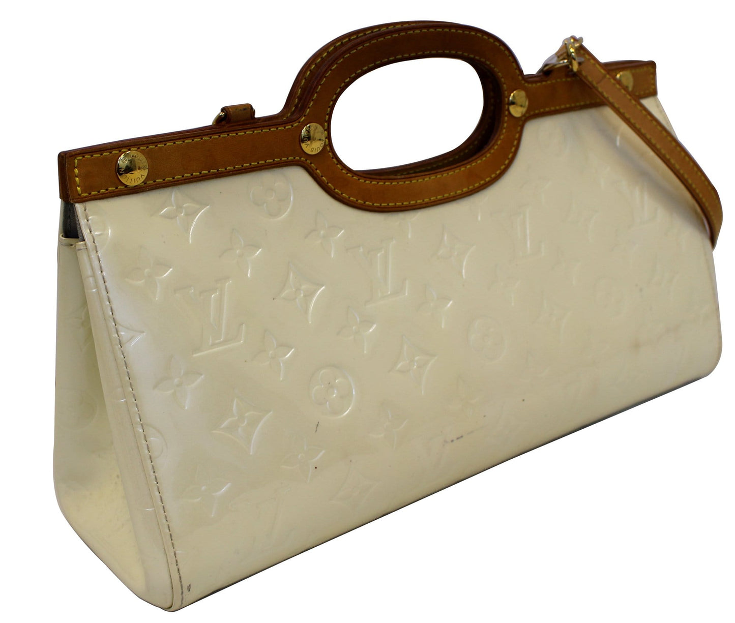 LOUIS VUITTON Cream Vernis Leather Roxbury Drive Shoulder Bag