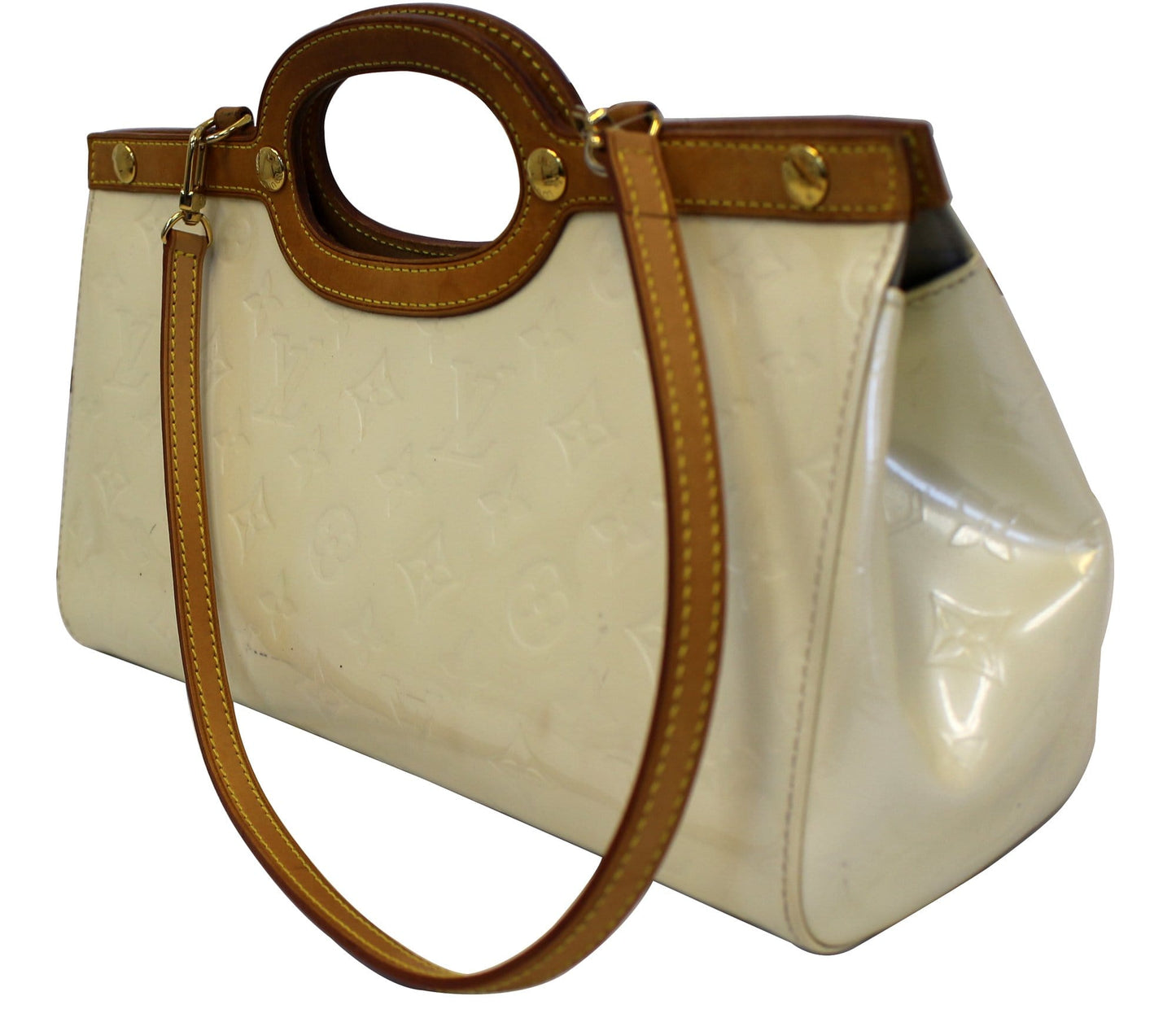 LOUIS VUITTON Cream Vernis Leather Roxbury Drive Shoulder Bag