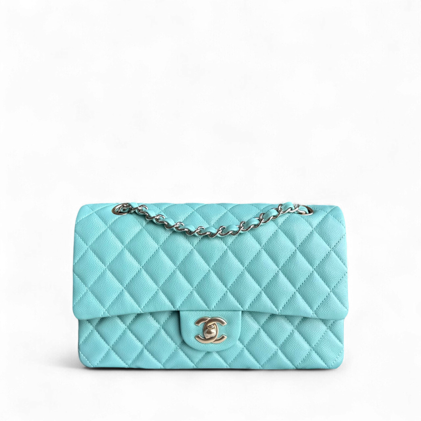 Chanel Classic Flap Medium - 25CM Quilted Caviar Light Blue Gold Hardware Series 31