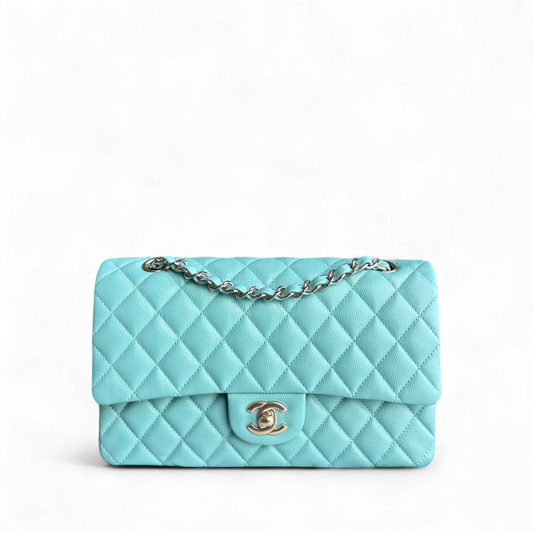 Chanel Classic Flap Medium - 25CM Quilted Caviar Light Blue Gold Hardware Series 31