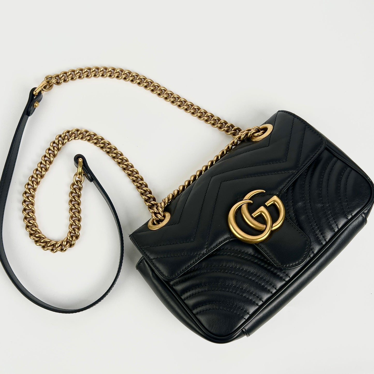 ITEM 29 - Gucci Marmont Matelasse Mini Black Crossbody Bag