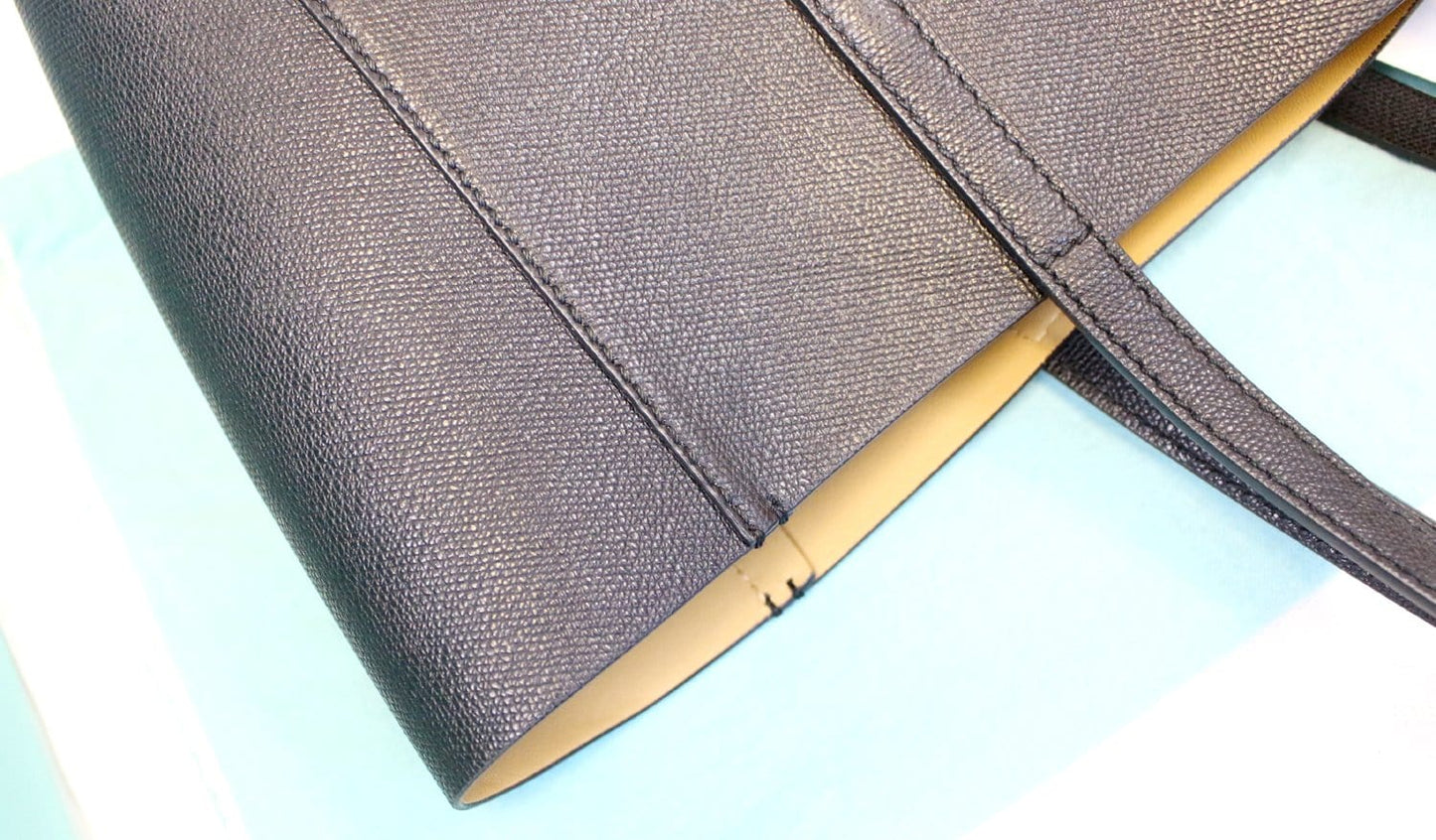 Tiffany & Co Black Textured Reversible Leather Tote Bag