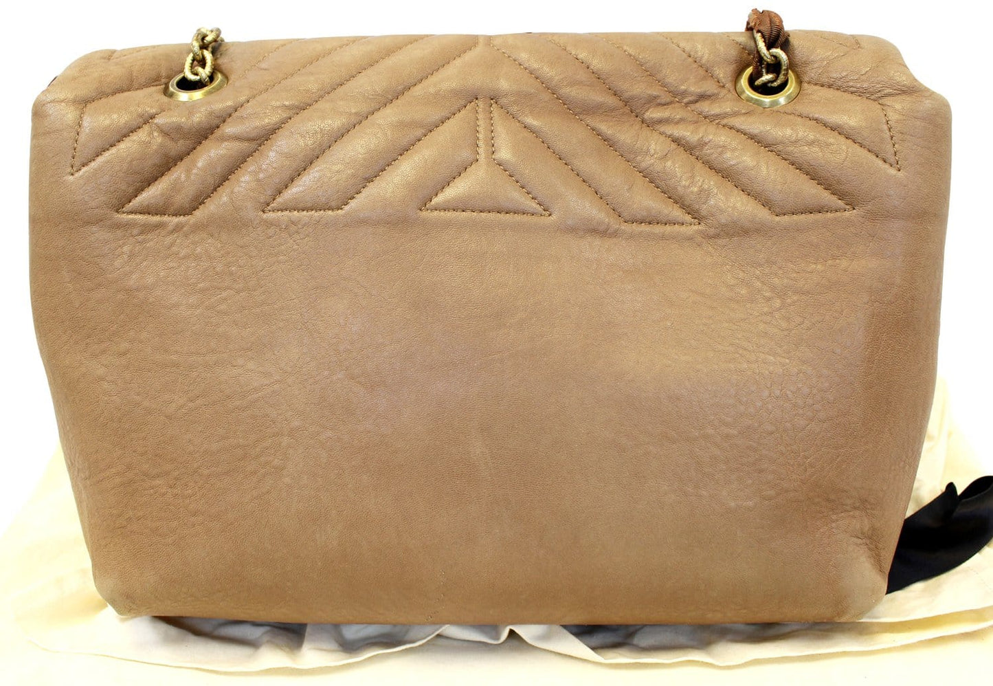 LANVIN Large Happy Chevron Beige Shoulder Bag