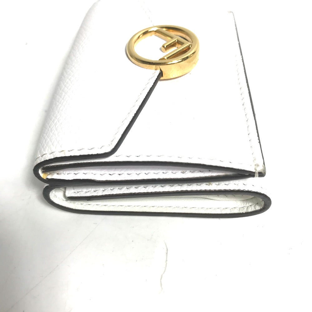 FENDI Trifold wallet 8M0395 leather white logo mini compact wallet Women