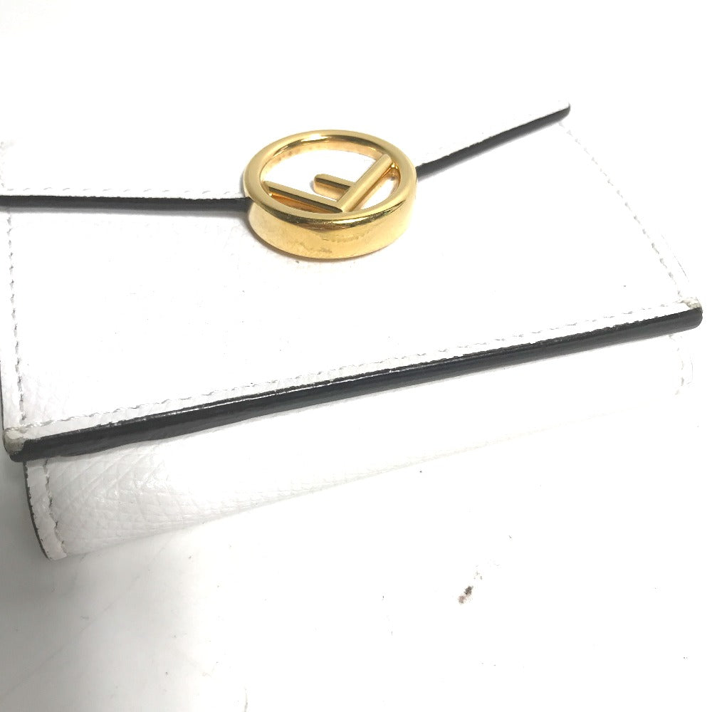 FENDI Trifold wallet 8M0395 leather white logo mini compact wallet Women