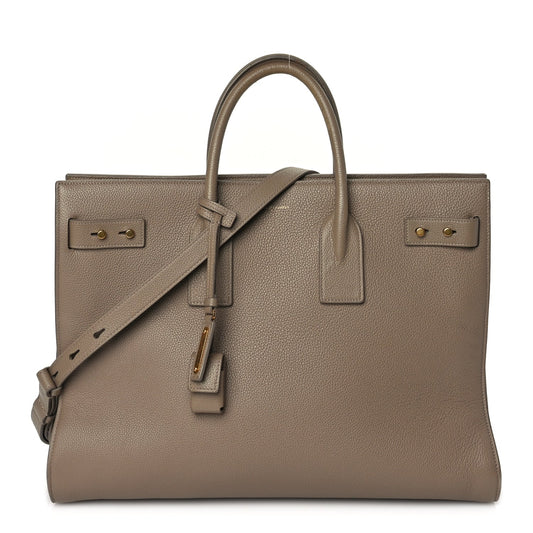 Saint Laurent Calfskin Large Souple Sac De Jour Dark Beige