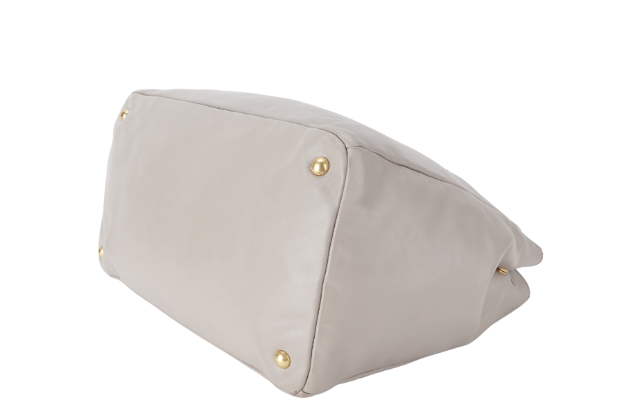 PRADA WHITE CALFSKIN VITELLO PHENIX FRONT ZIP SATCHEL GOLD HARDWARE NO DUST COVER