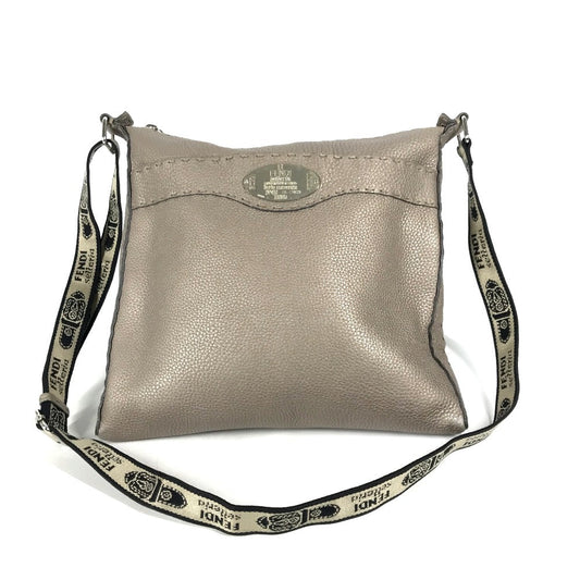 FENDI Shoulder Bag leather Beige type Celeria Women
