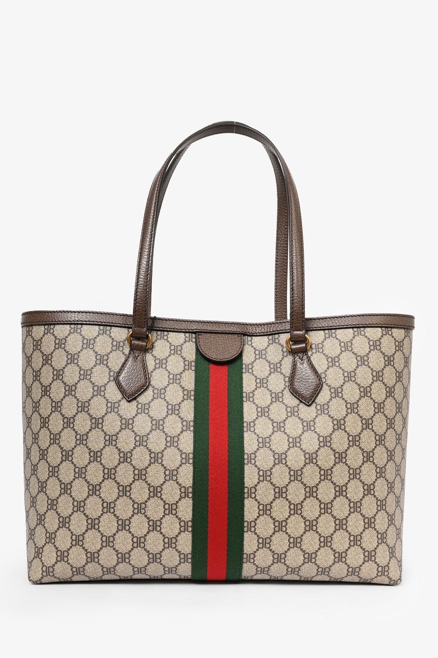 Gucci X Balenciaga Brown BB Supreme Ophidia Printed Shopping Tote