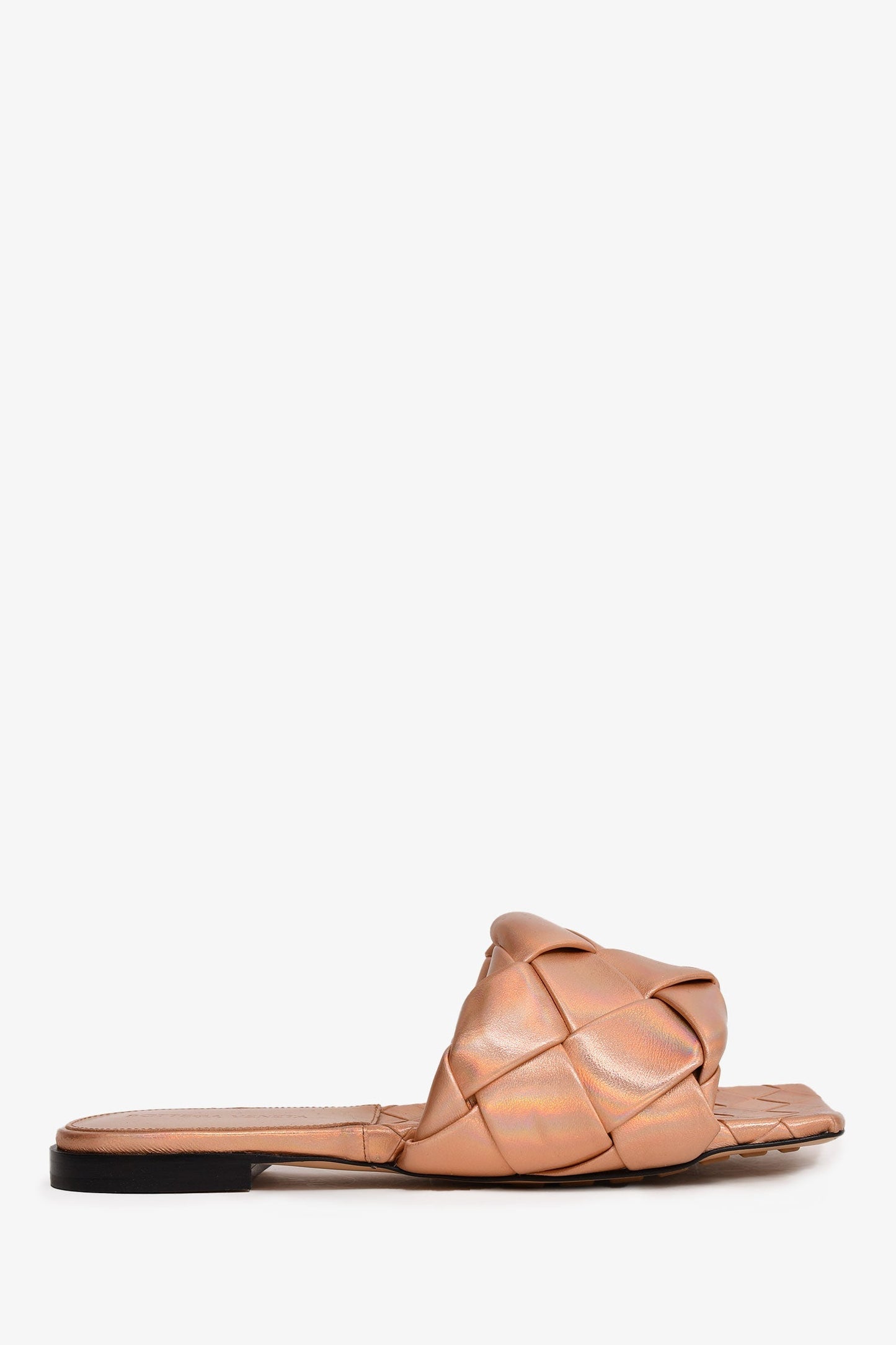 Bottega Veneta Rose Gold Iridescent Intrecciato Sandals Size 36