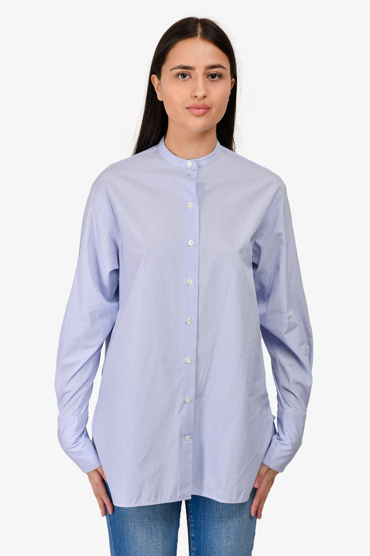 Celine Blue Embroidered Button Up Top Size 36