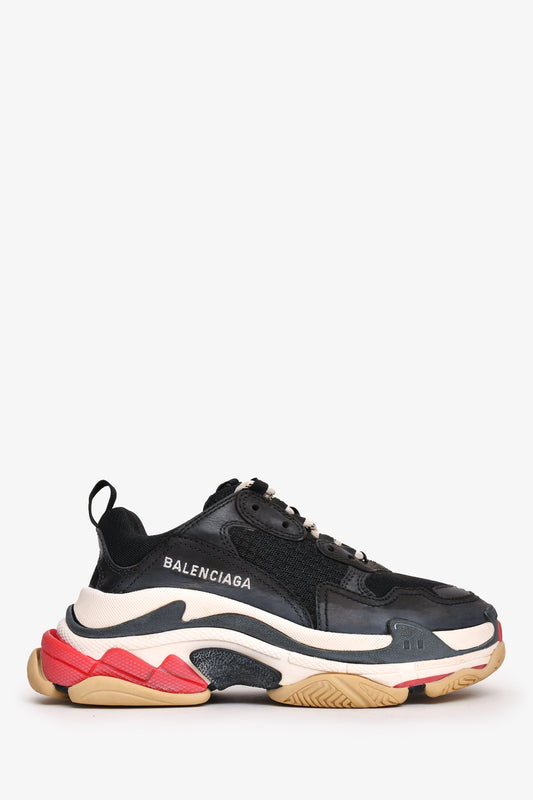 Balenciaga Black/White/Pink Triple S Sneakers Size 35