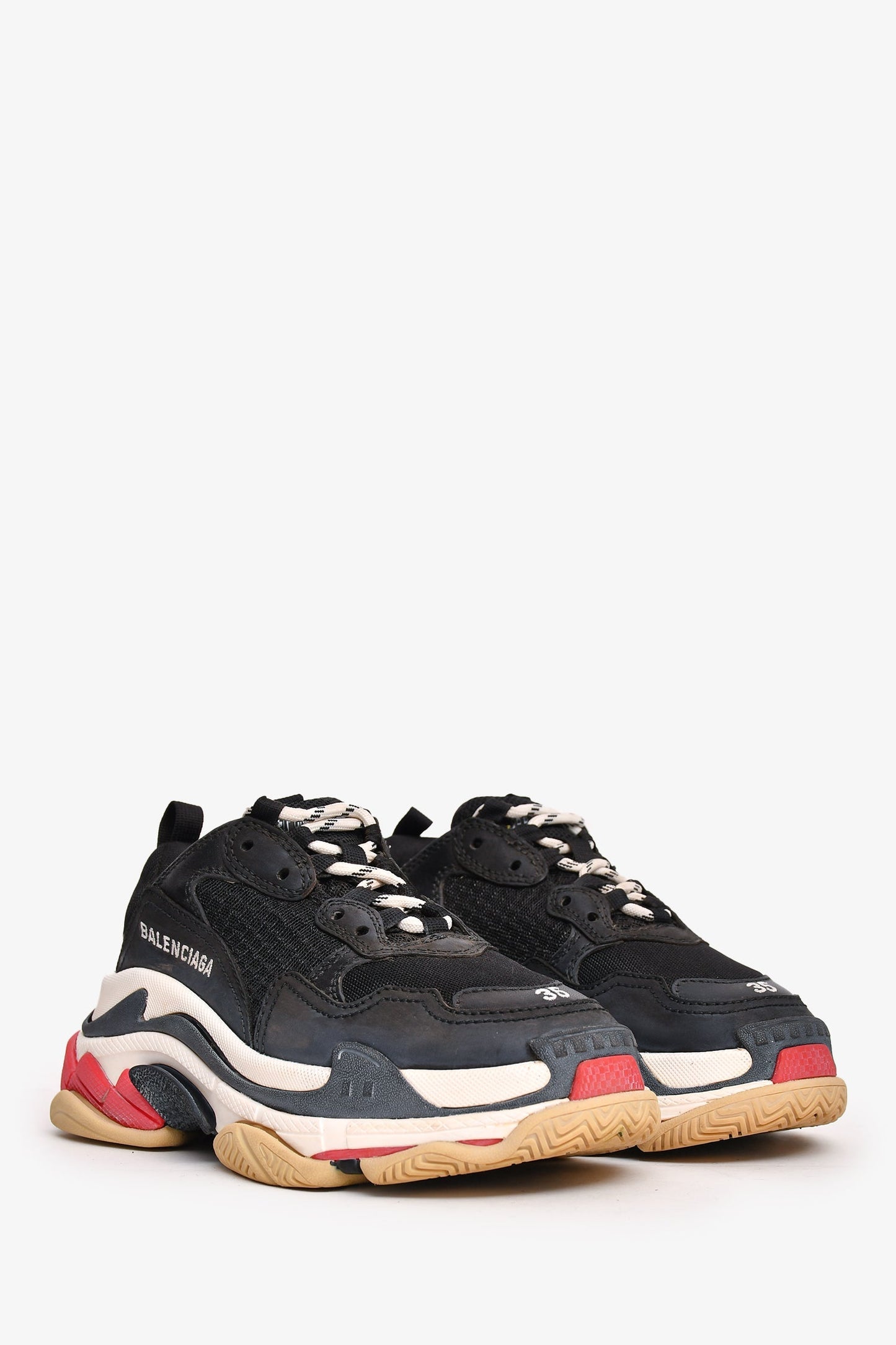 Balenciaga Black/White/Pink Triple S Sneakers Size 35