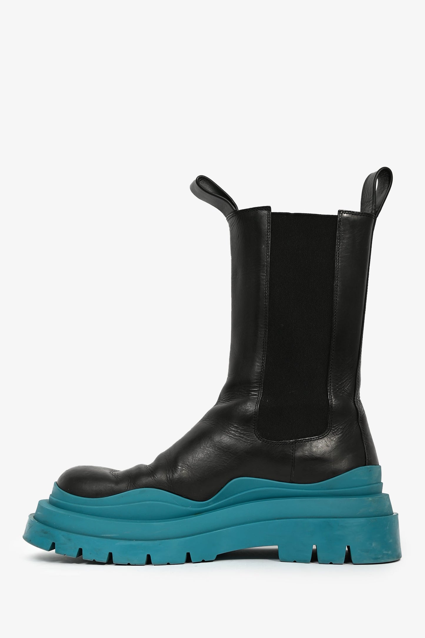 Bottega Veneta Black/Teal Leather Tire Boots Size 41 Mens