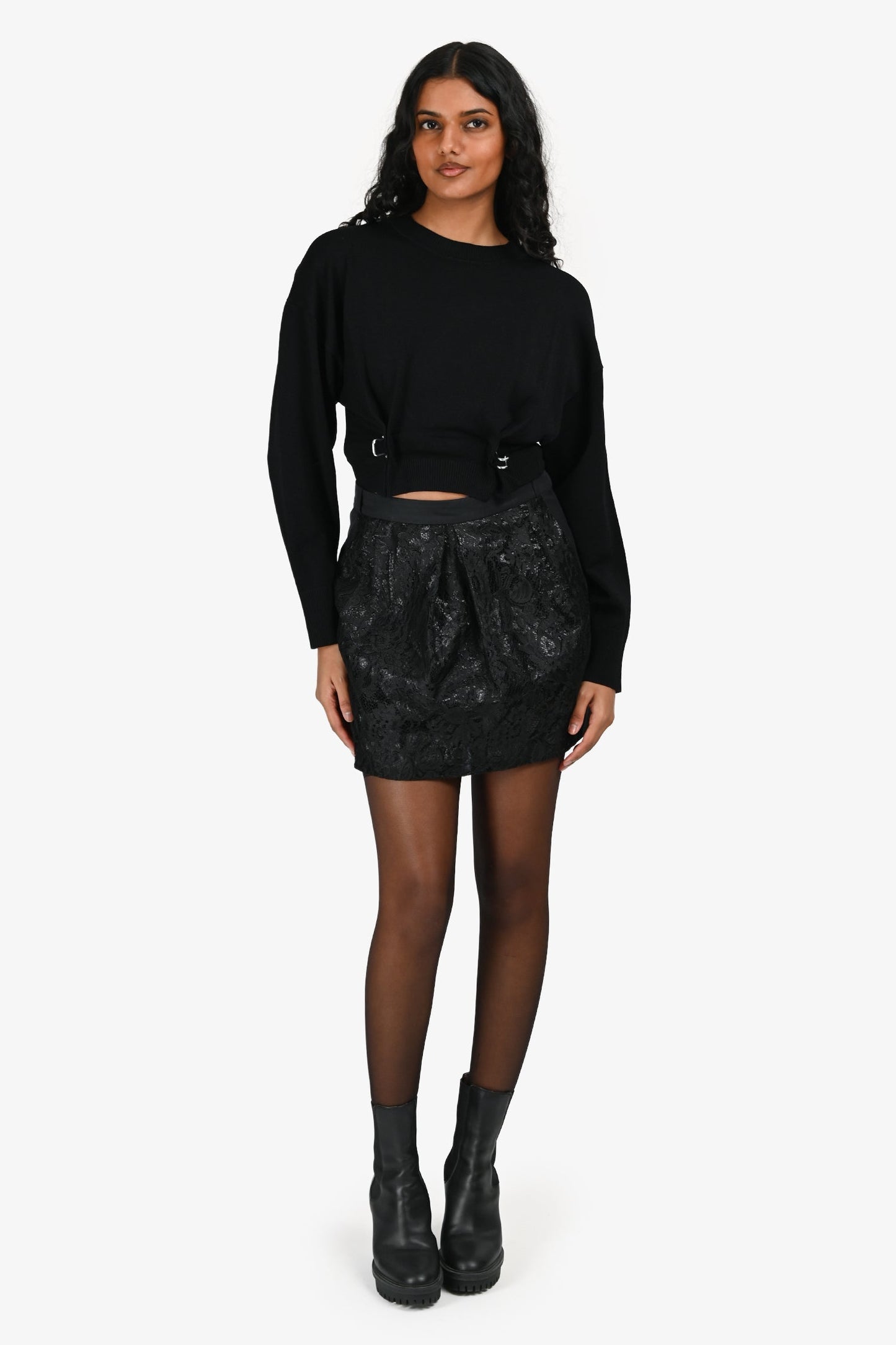 Balenciaga Black Lace Mini Skirt Size 36