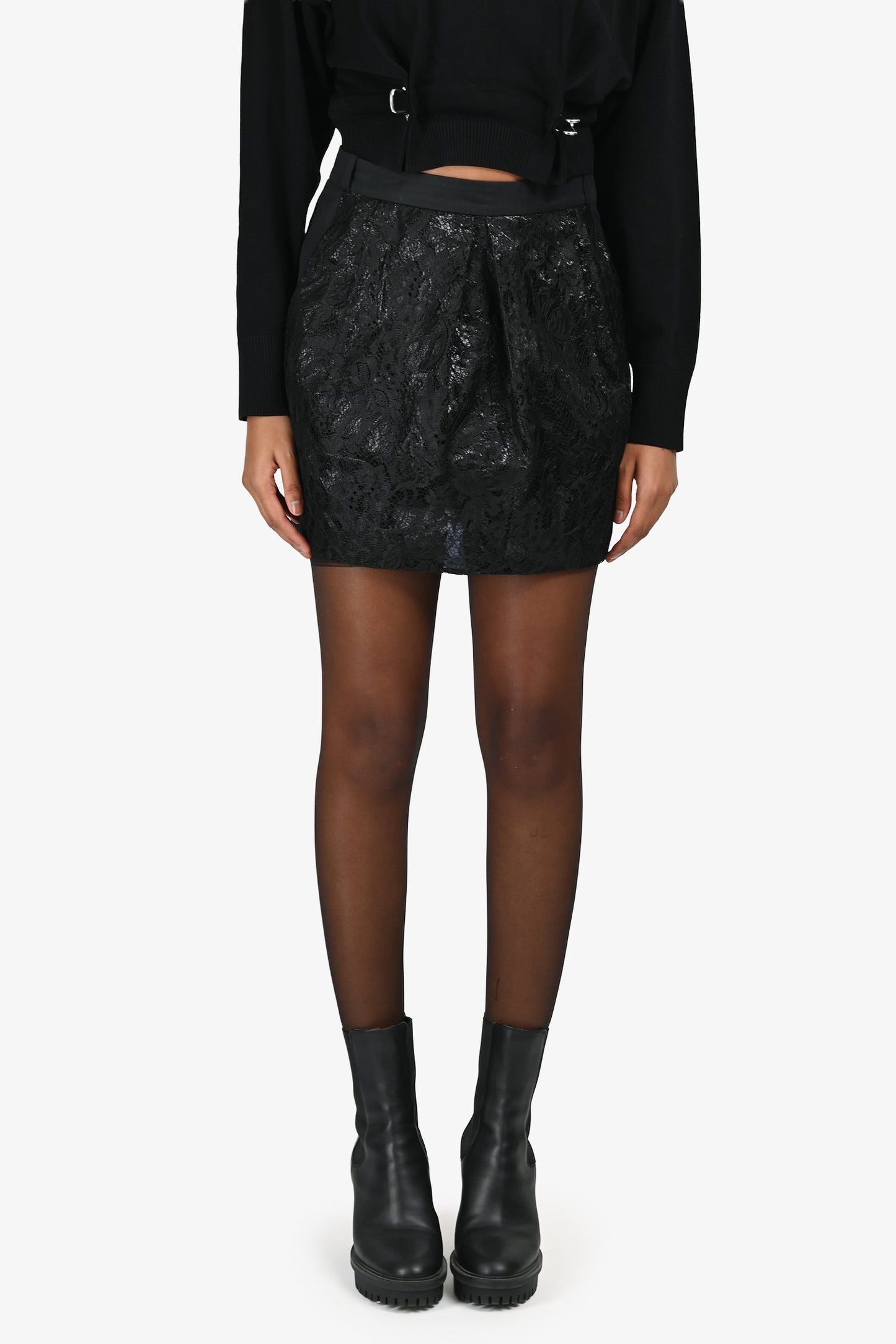 Balenciaga Black Lace Mini Skirt Size 36