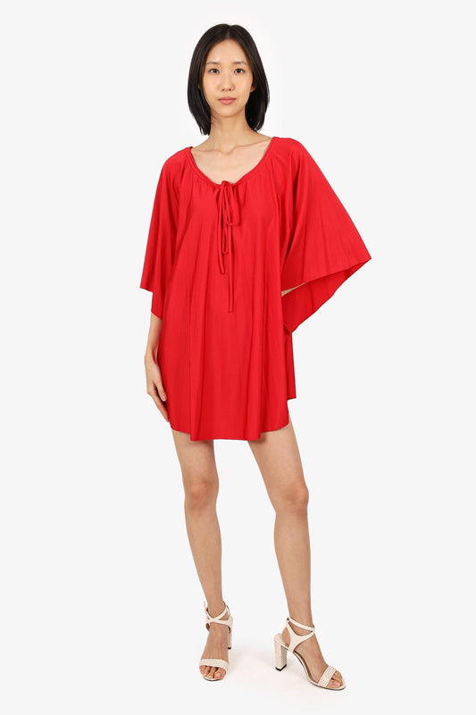 Balenciaga Red Tie Oversized Dolman Sleeve Top Size 38