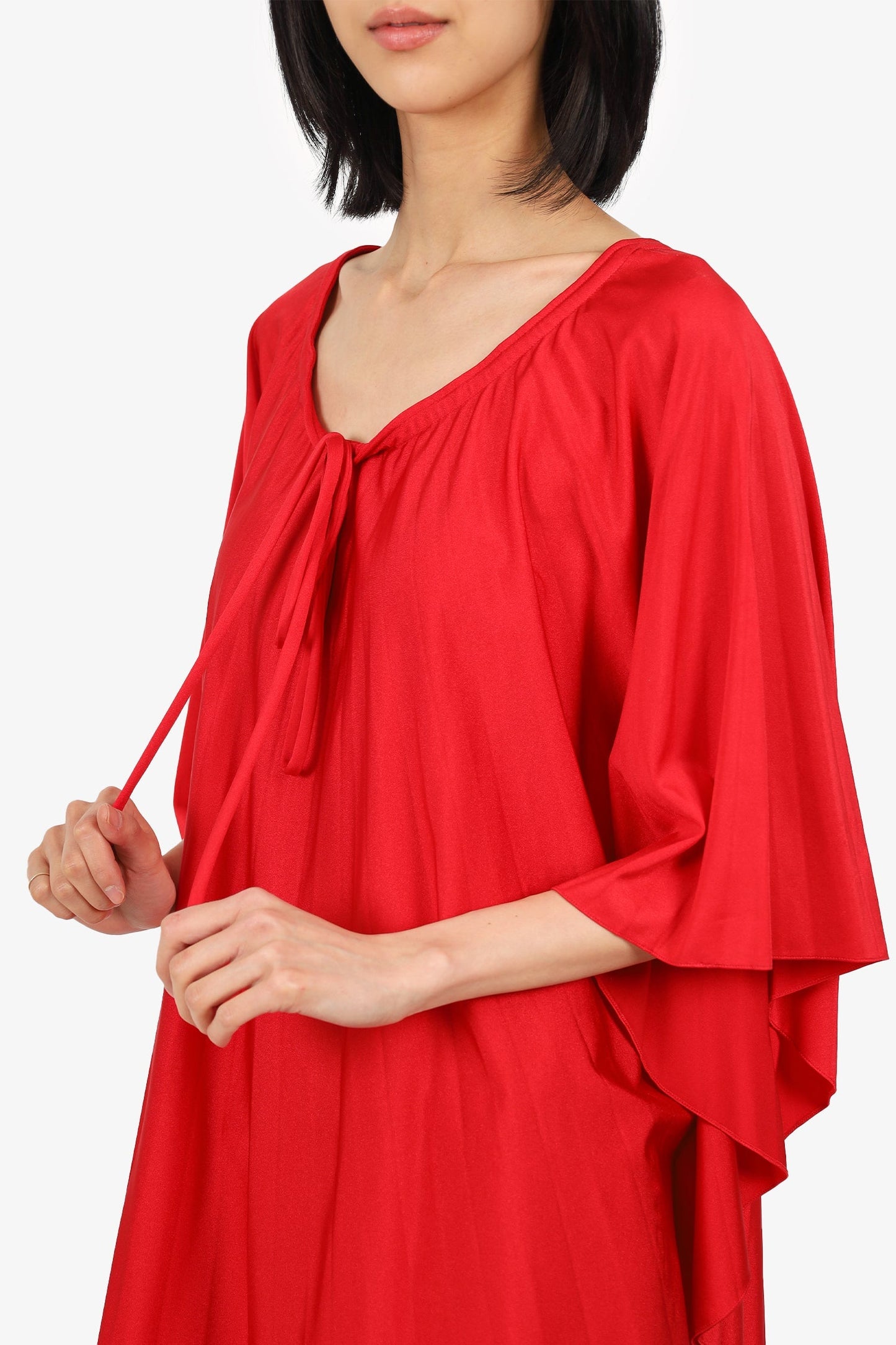 Balenciaga Red Tie Oversized Dolman Sleeve Top Size 38