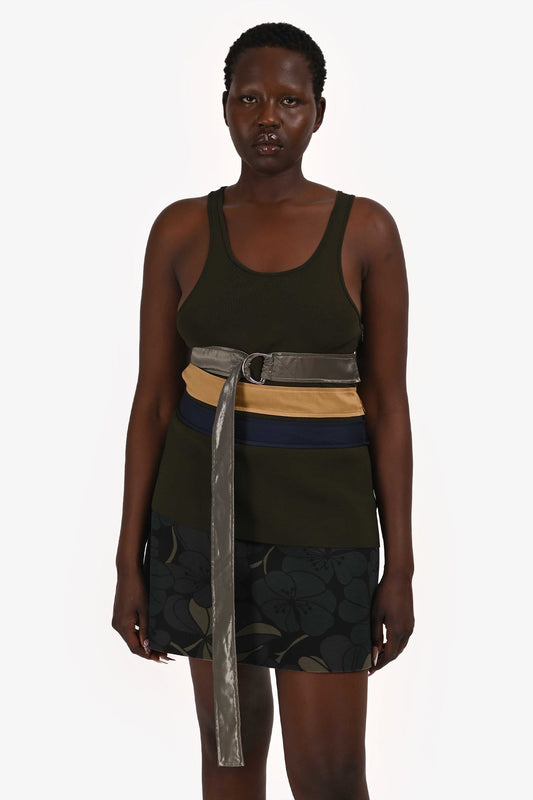 Celine Olive Green Belt Detailed Top Size L