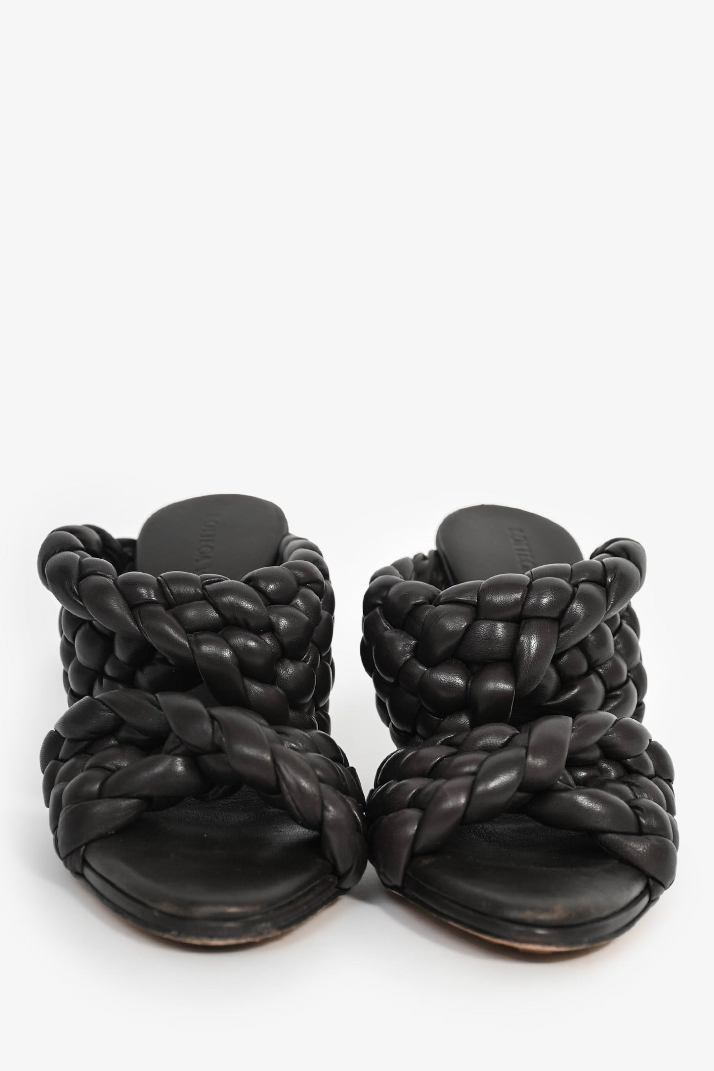 Bottega Veneta Brown Intreccio Leather 'Curve' Heels Size 36