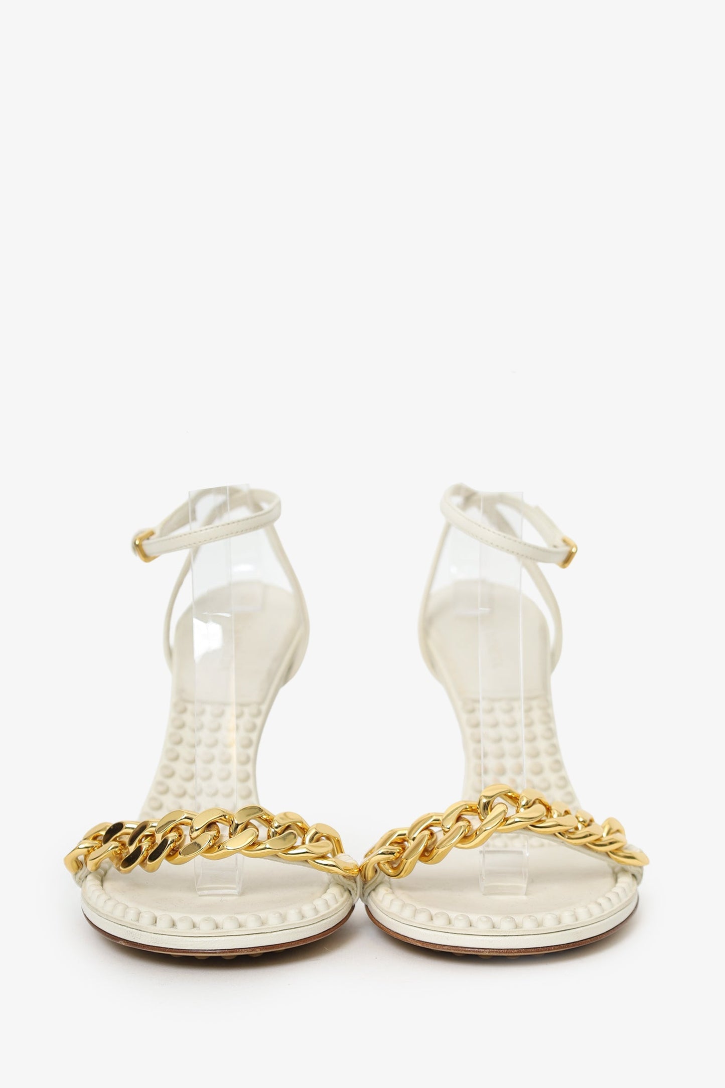 Bottega Veneta White/ Golde Chain Detail 'Dot' Heels Size 40