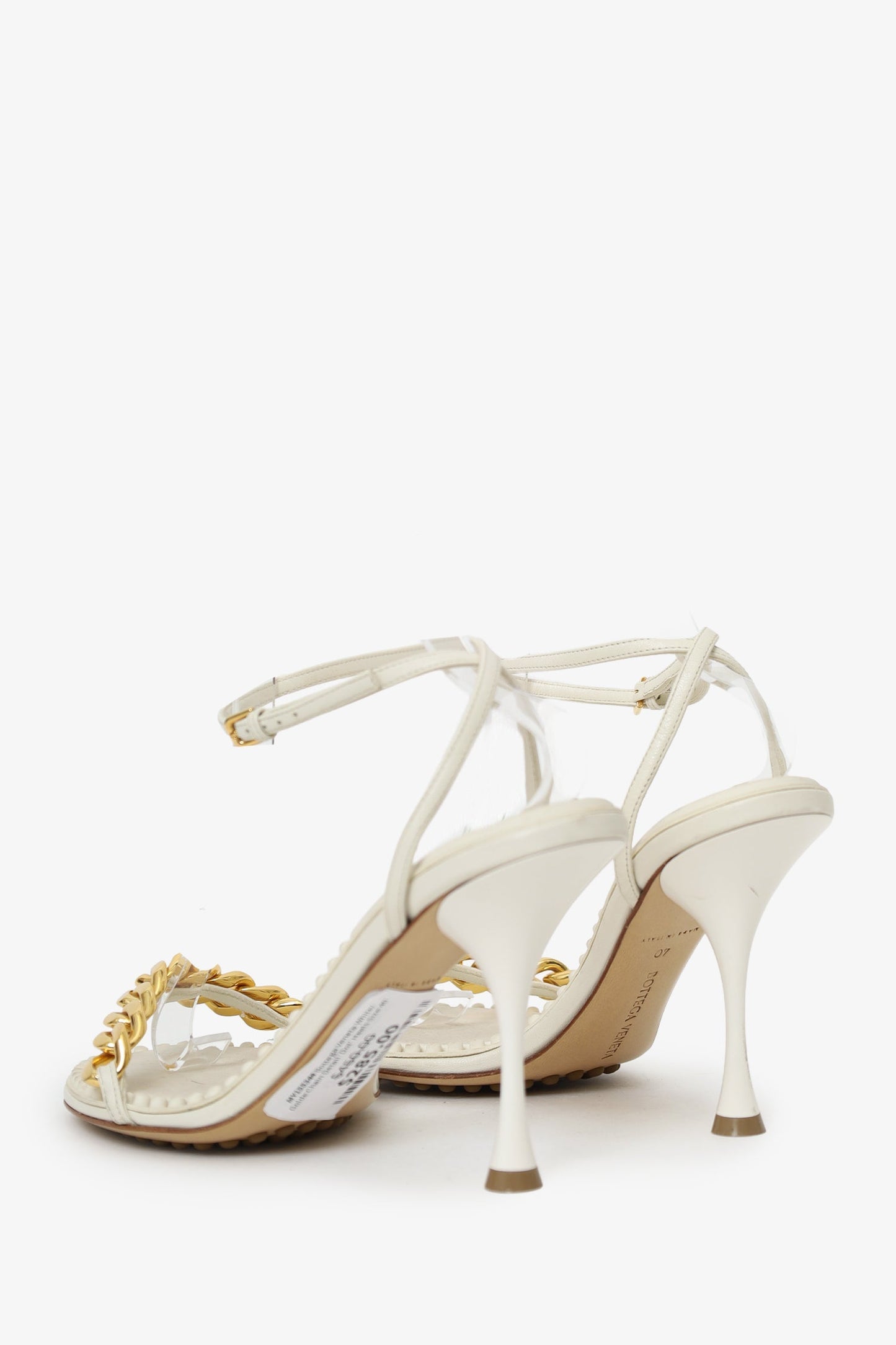 Bottega Veneta White/ Golde Chain Detail 'Dot' Heels Size 40