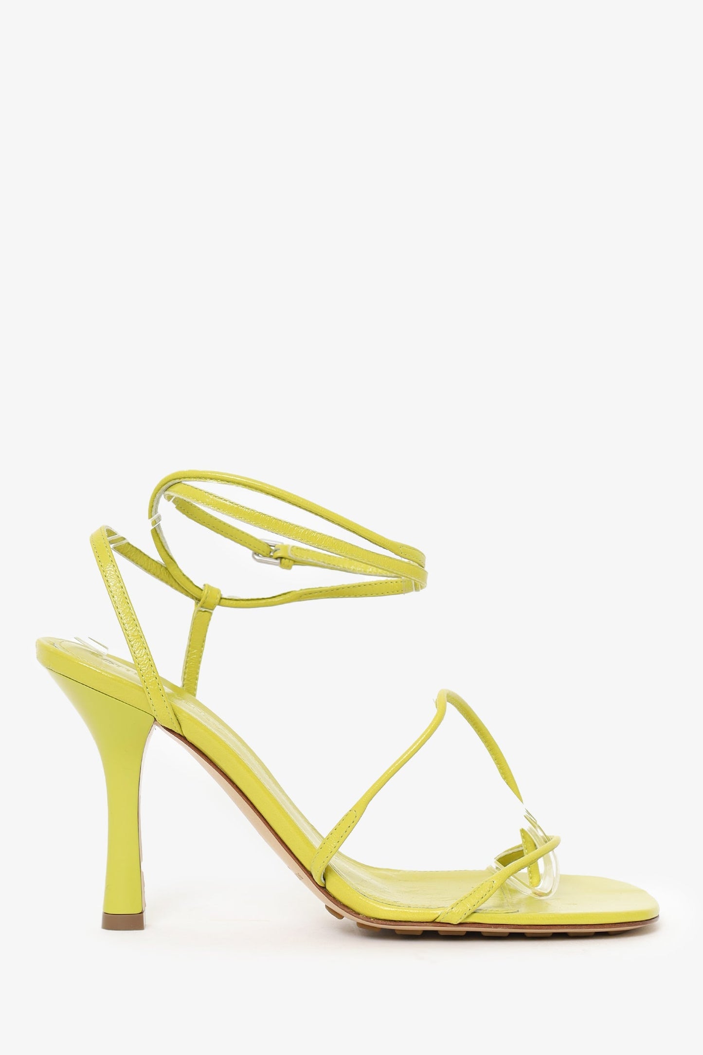 Bottega Veneta Green Leather Strappy Heels Size 38.5