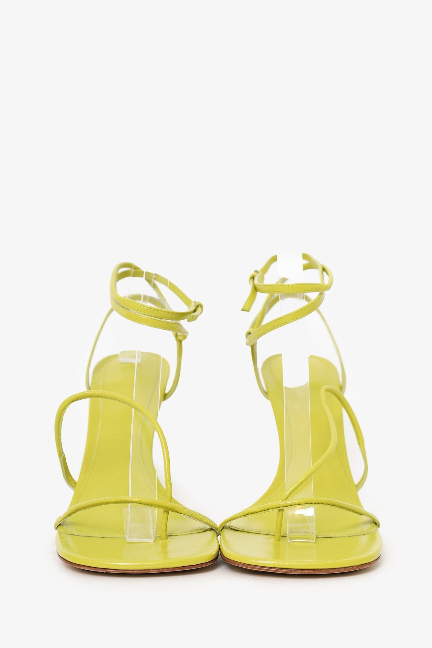 Bottega Veneta Green Leather Strappy Heels Size 38.5