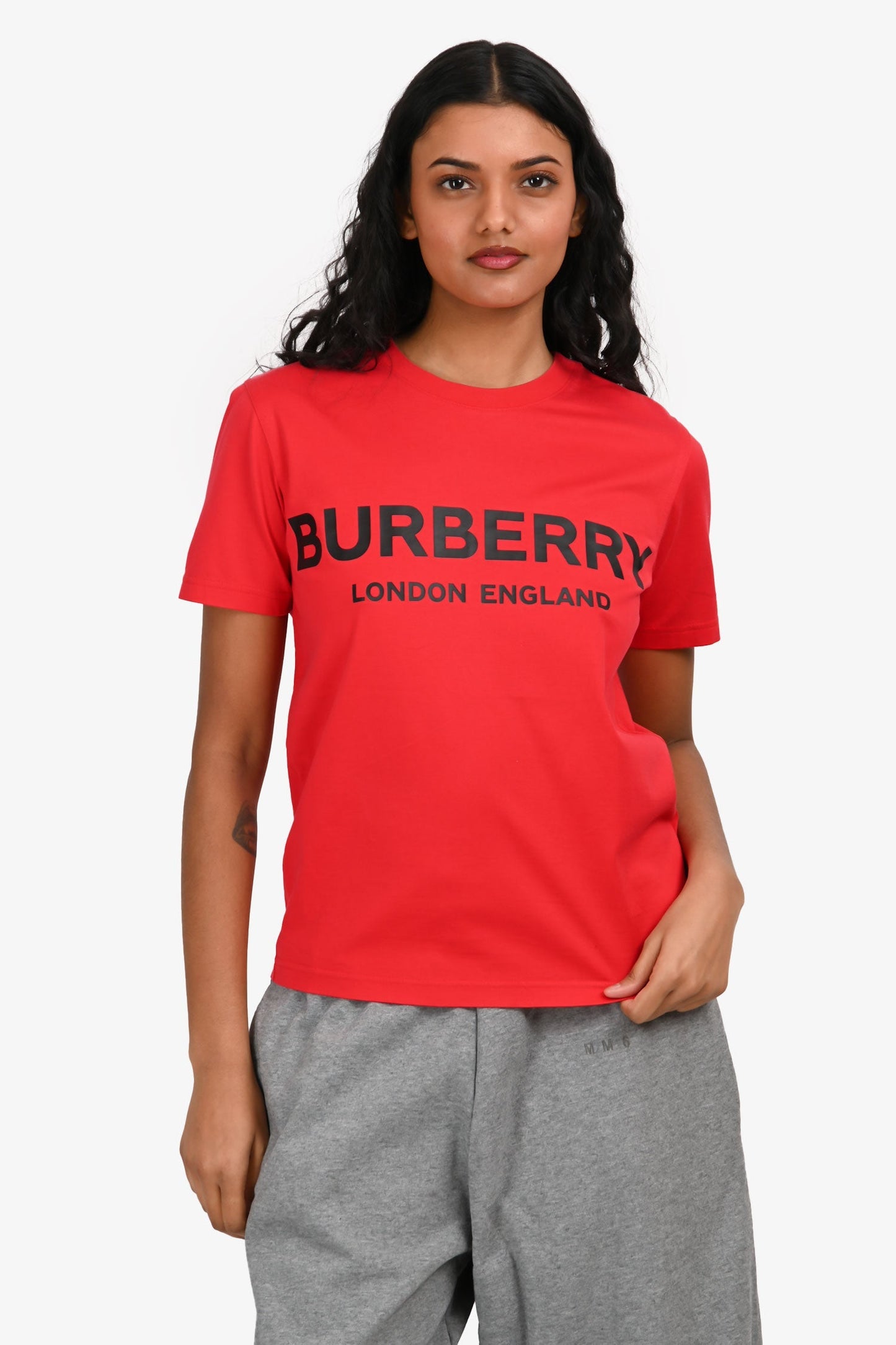 Burberry Red 'Burberry London England' T-Shirt Size XS