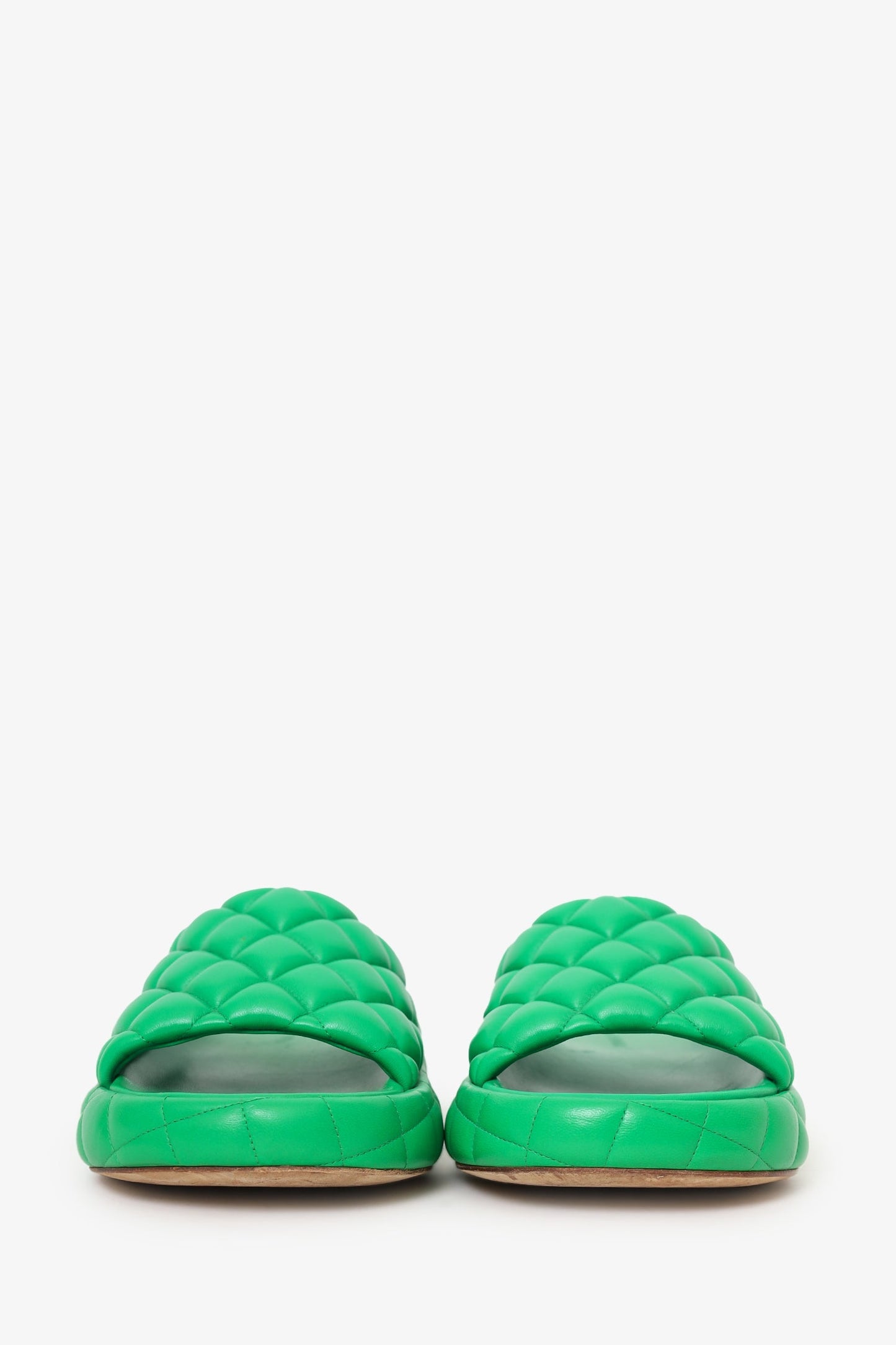 Bottega Veneta Green Padded Lambskin Slide Sandals Size 37