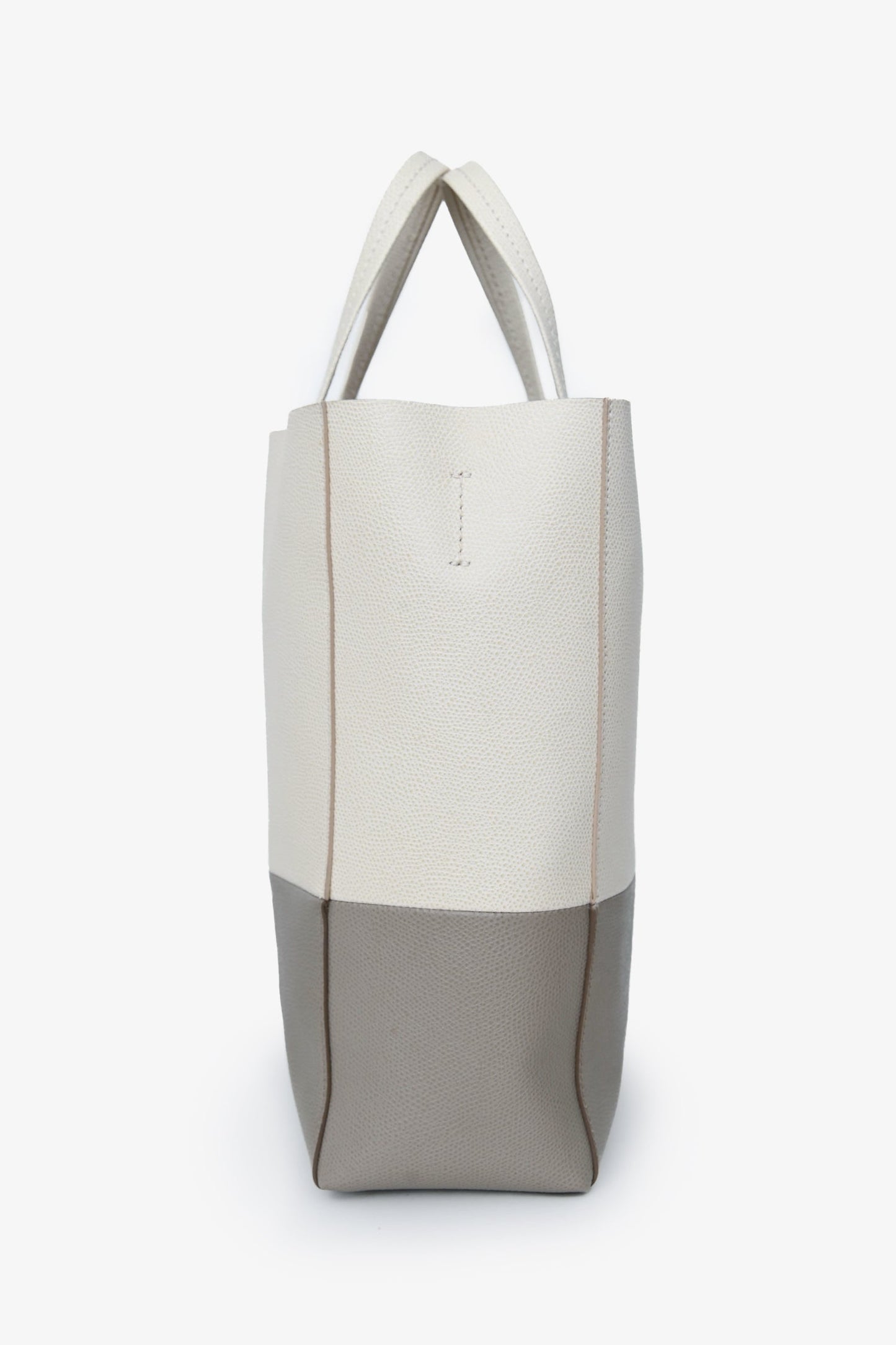 Celine White/Taupe Leather Cabas Bag with Strap