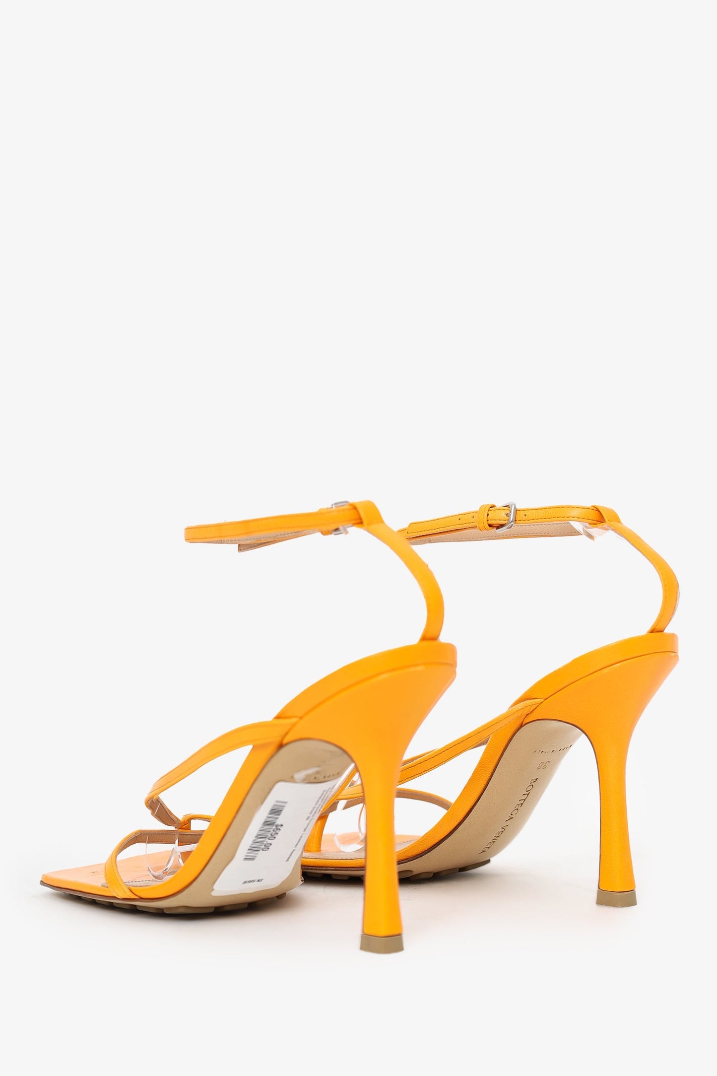 Bottega Veneta Orange Leather Heeled Sandals Size 38