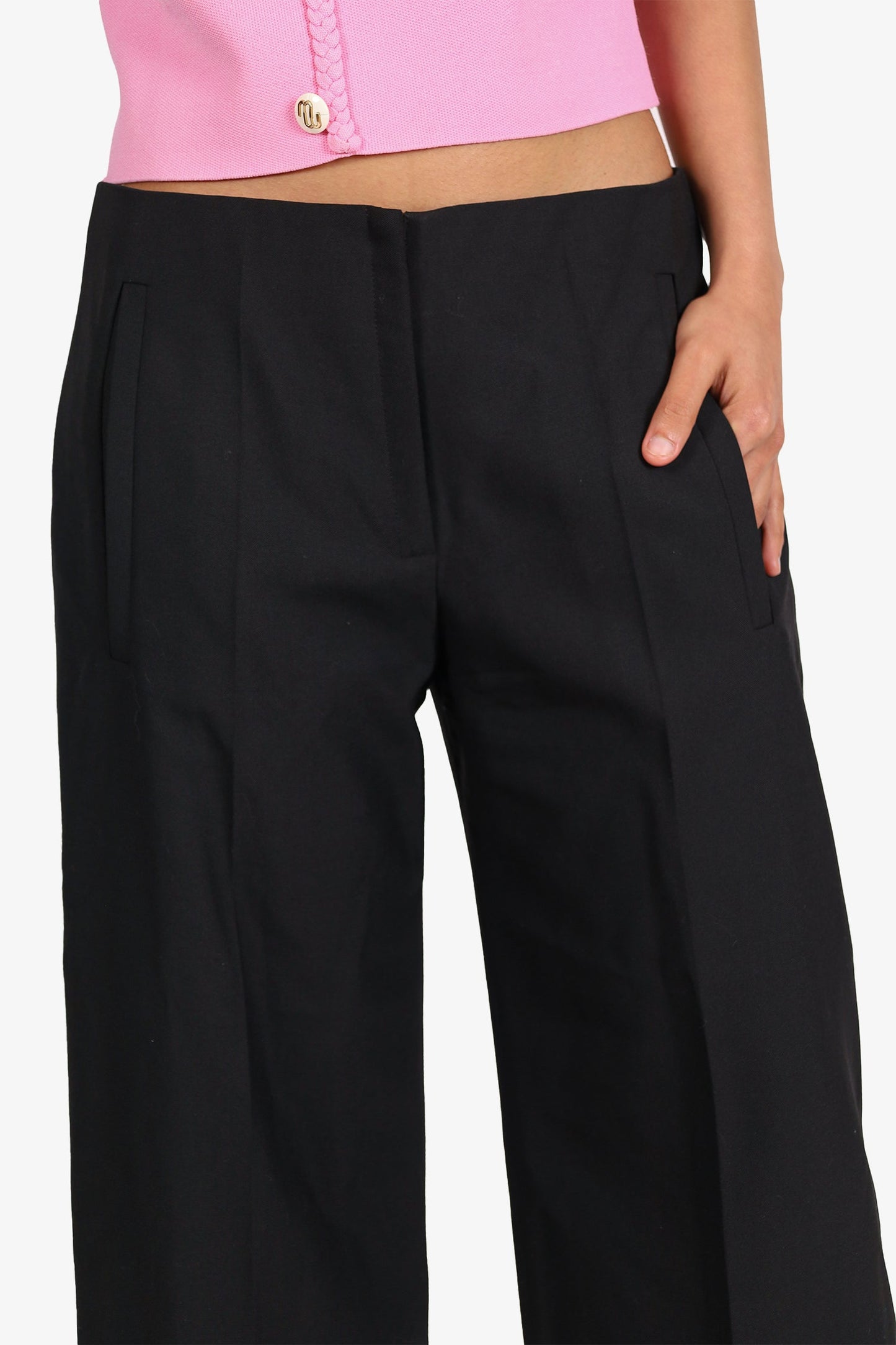 Balenciaga Black High Waisted Cropped Pants Size 38