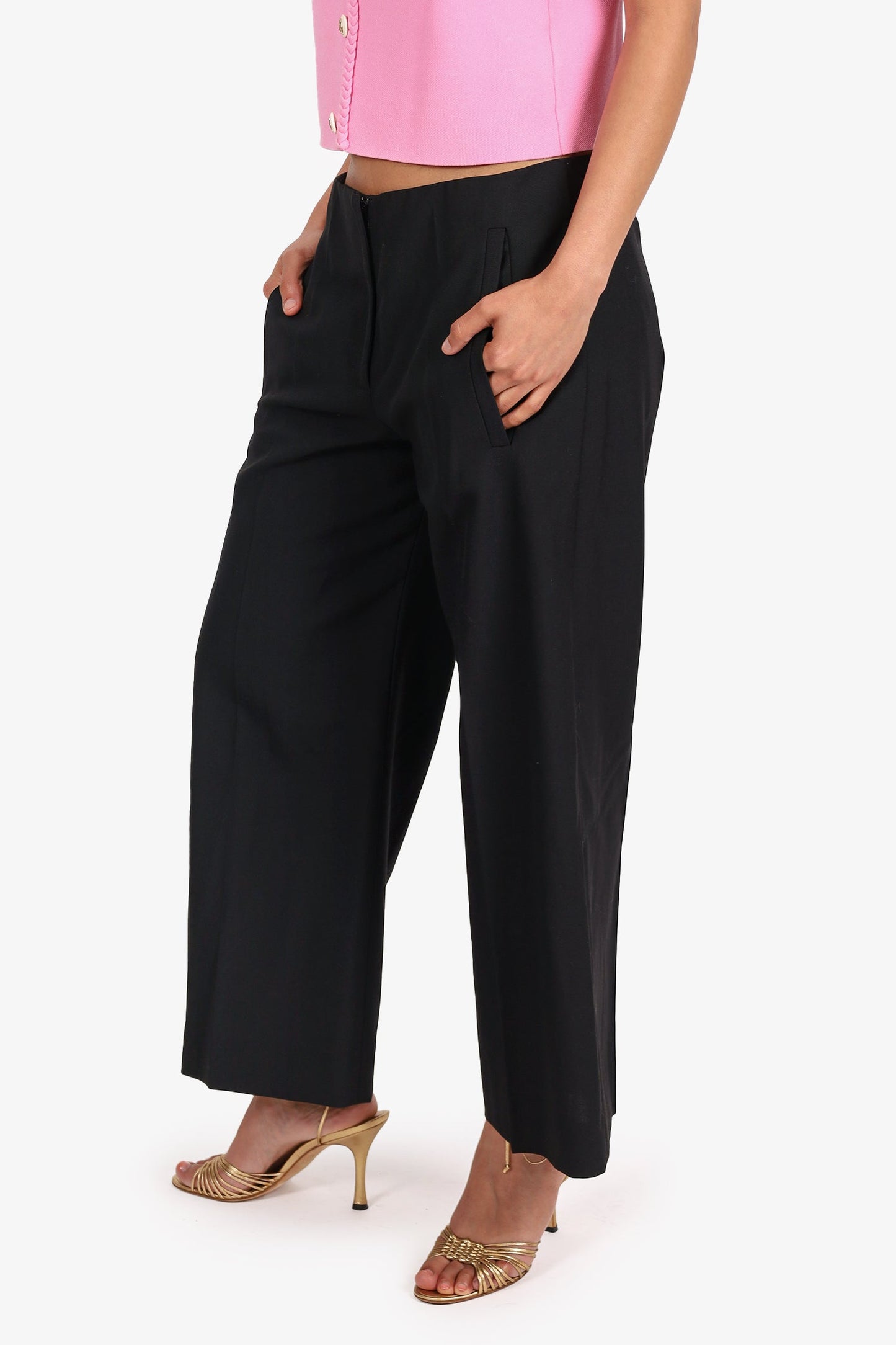 Balenciaga Black High Waisted Cropped Pants Size 38