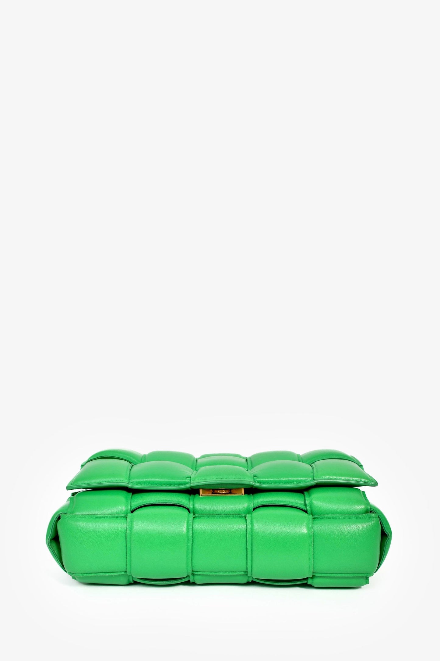 Bottega Veneta Green Leather Padded Cassette on Chain
