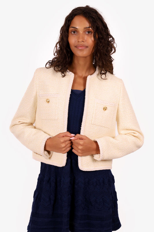 Celine Cream Wool Tweed Evening Jacket Size 38