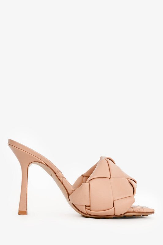 Bottega Veneta Beige Leather Intrecciato Lido Sandal Heels Size 37