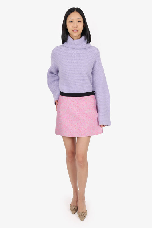 Balenciaga Pink/Black Tweed Mini Skirt Size 38