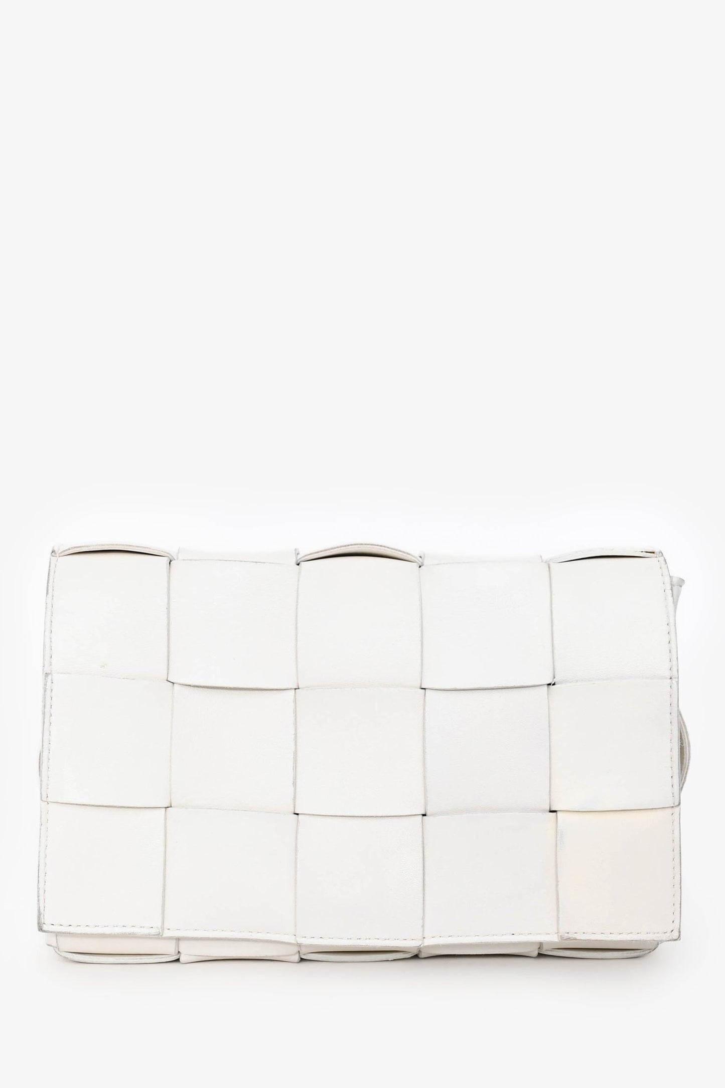 Bottega Veneta White Leather The Cassette Crossbody Bag