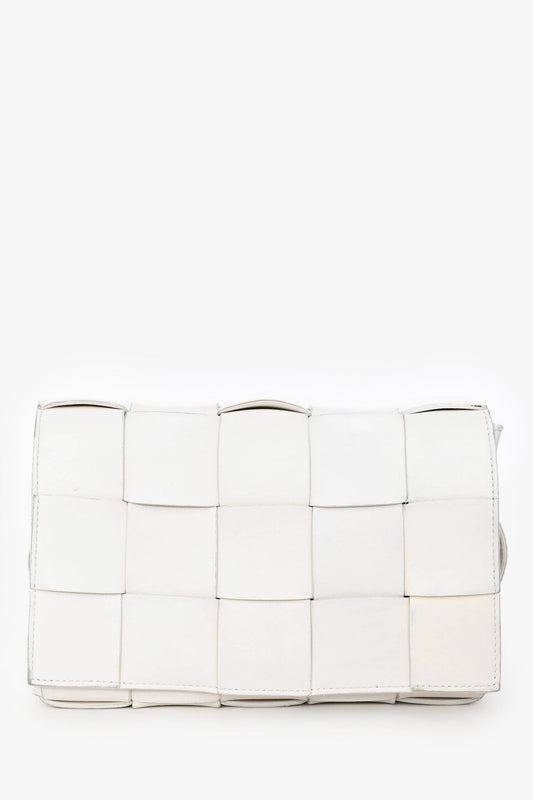 Bottega Veneta White Leather The Cassette Crossbody Bag