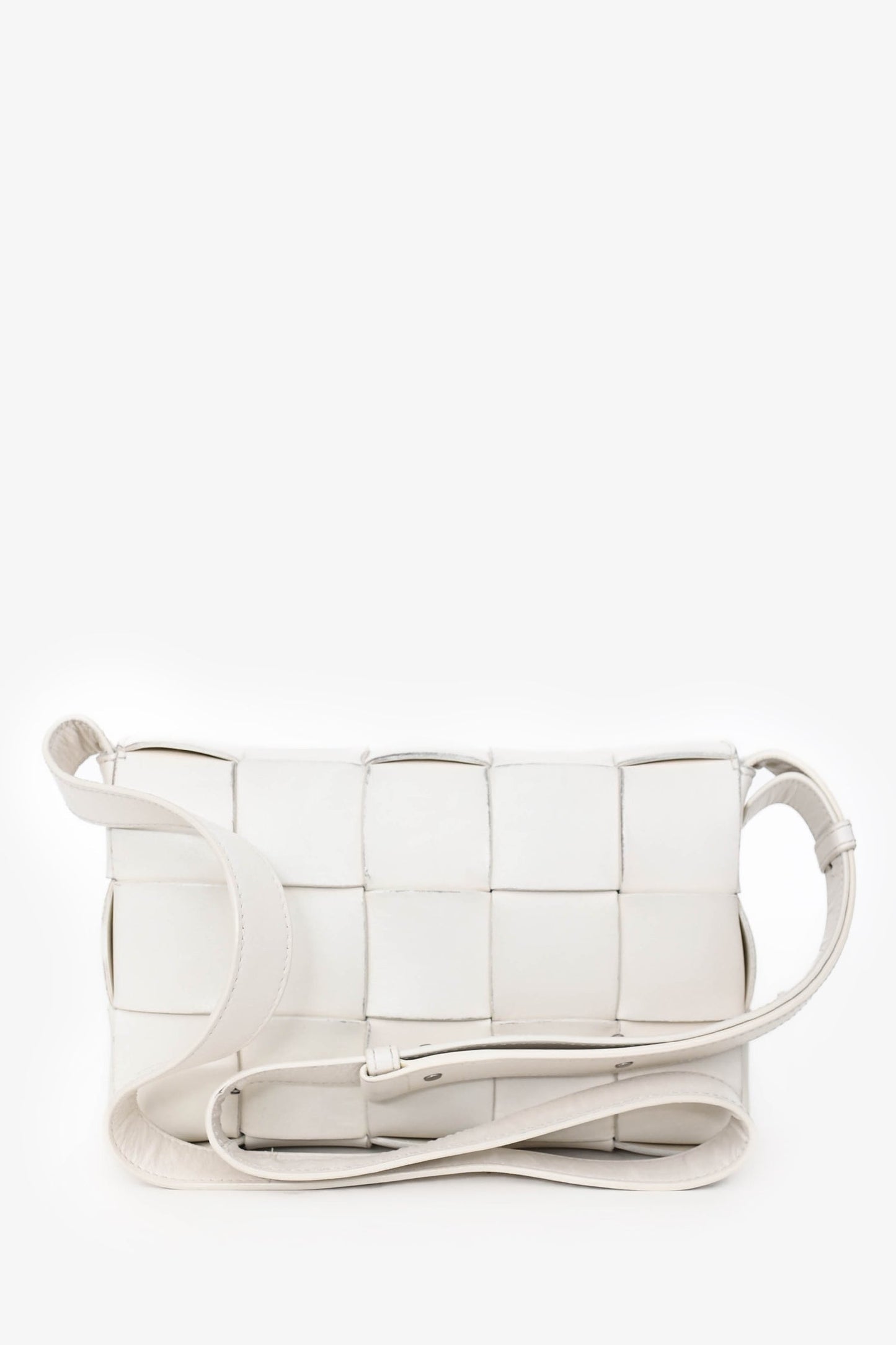 Bottega Veneta White Leather The Cassette Crossbody Bag