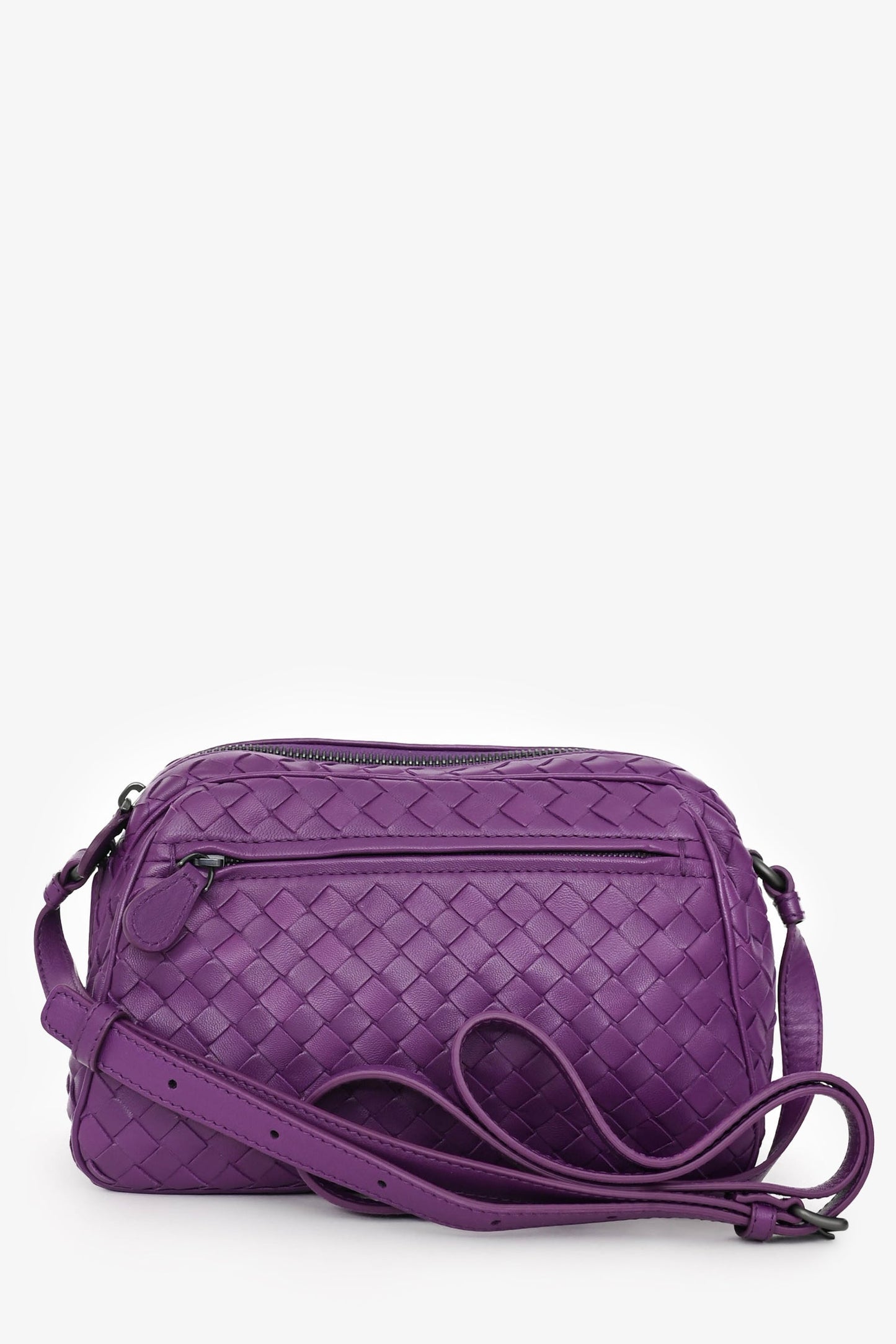 Bottega Veneta Purple Intrecciato Leather Camera Crossbody Bag