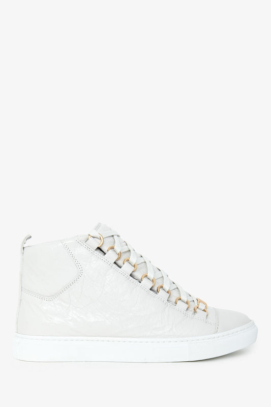 Balenciaga White Leather High Top Sneakers Size 35