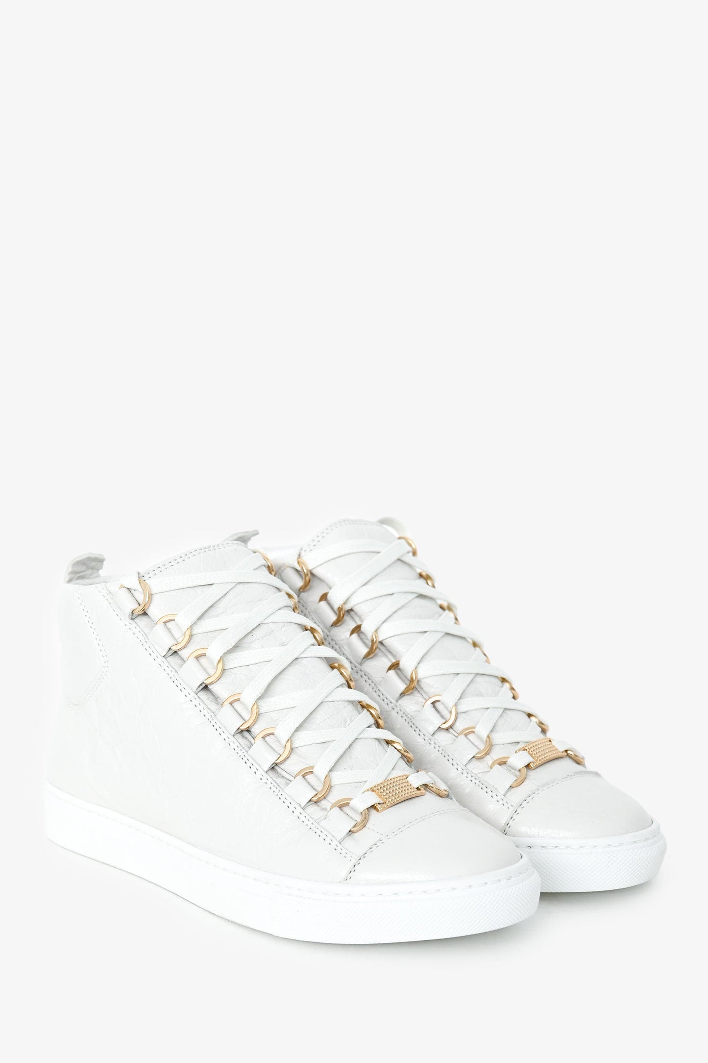 Balenciaga White Leather High Top Sneakers Size 35