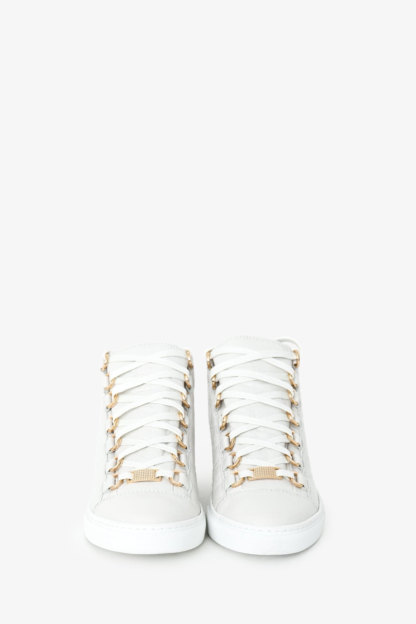 Balenciaga White Leather High Top Sneakers Size 35