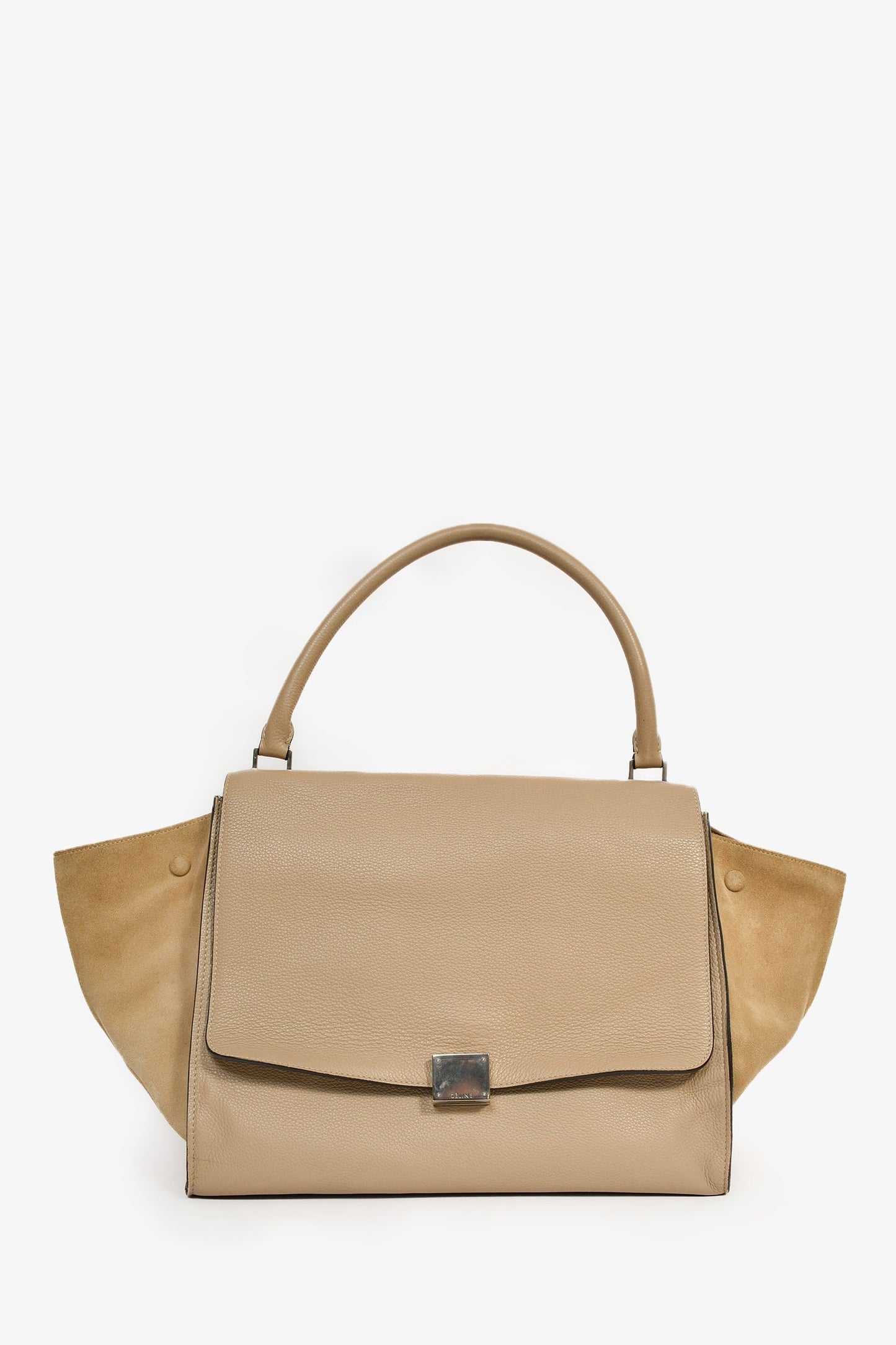 Celine Taupe Leather/Suede 'Trapeze' Top Handle Bag