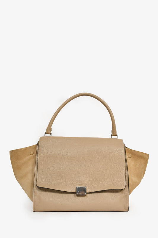 Celine Taupe Leather/Suede 'Trapeze' Top Handle Bag