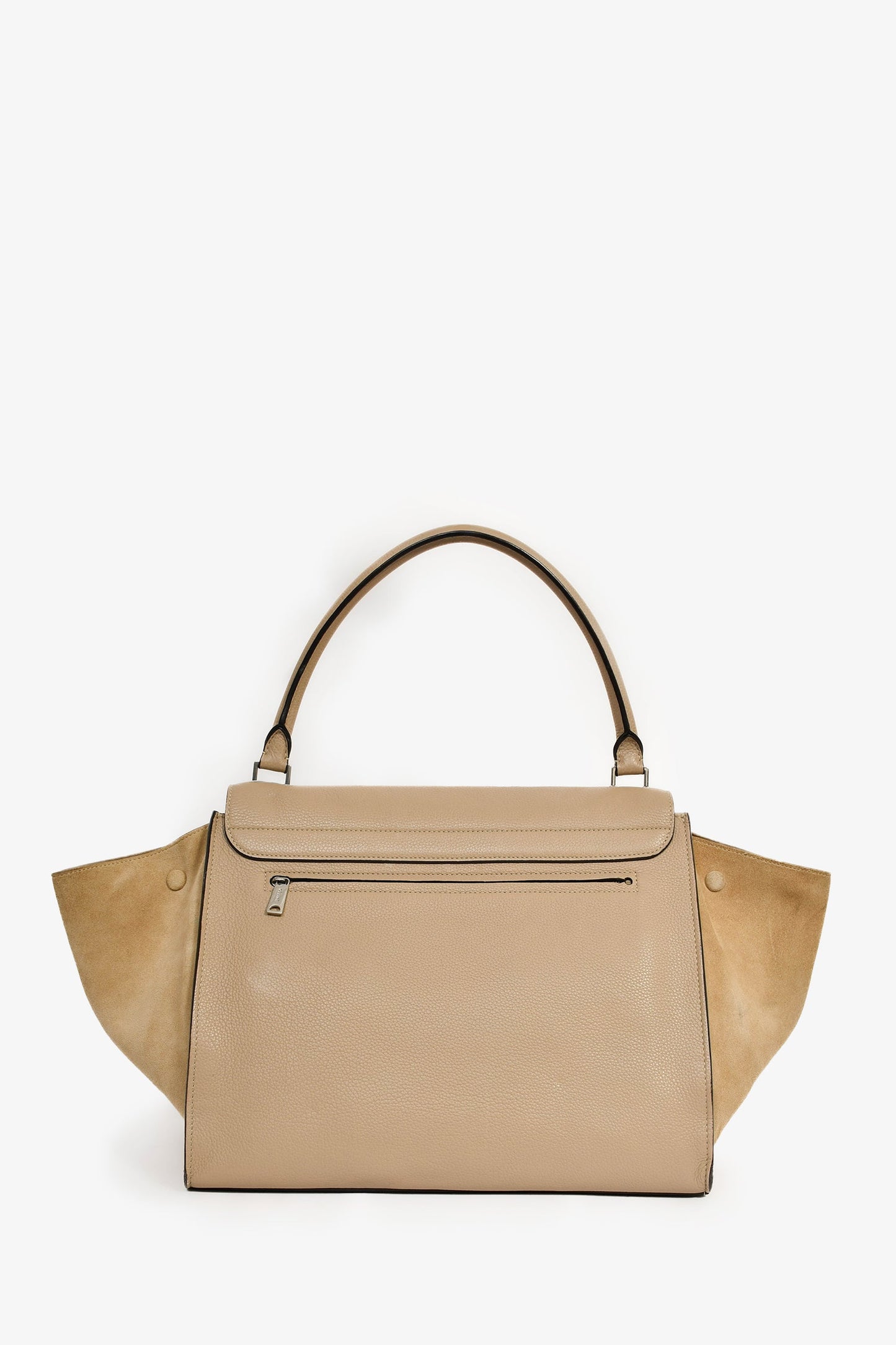 Celine Taupe Leather/Suede 'Trapeze' Top Handle Bag