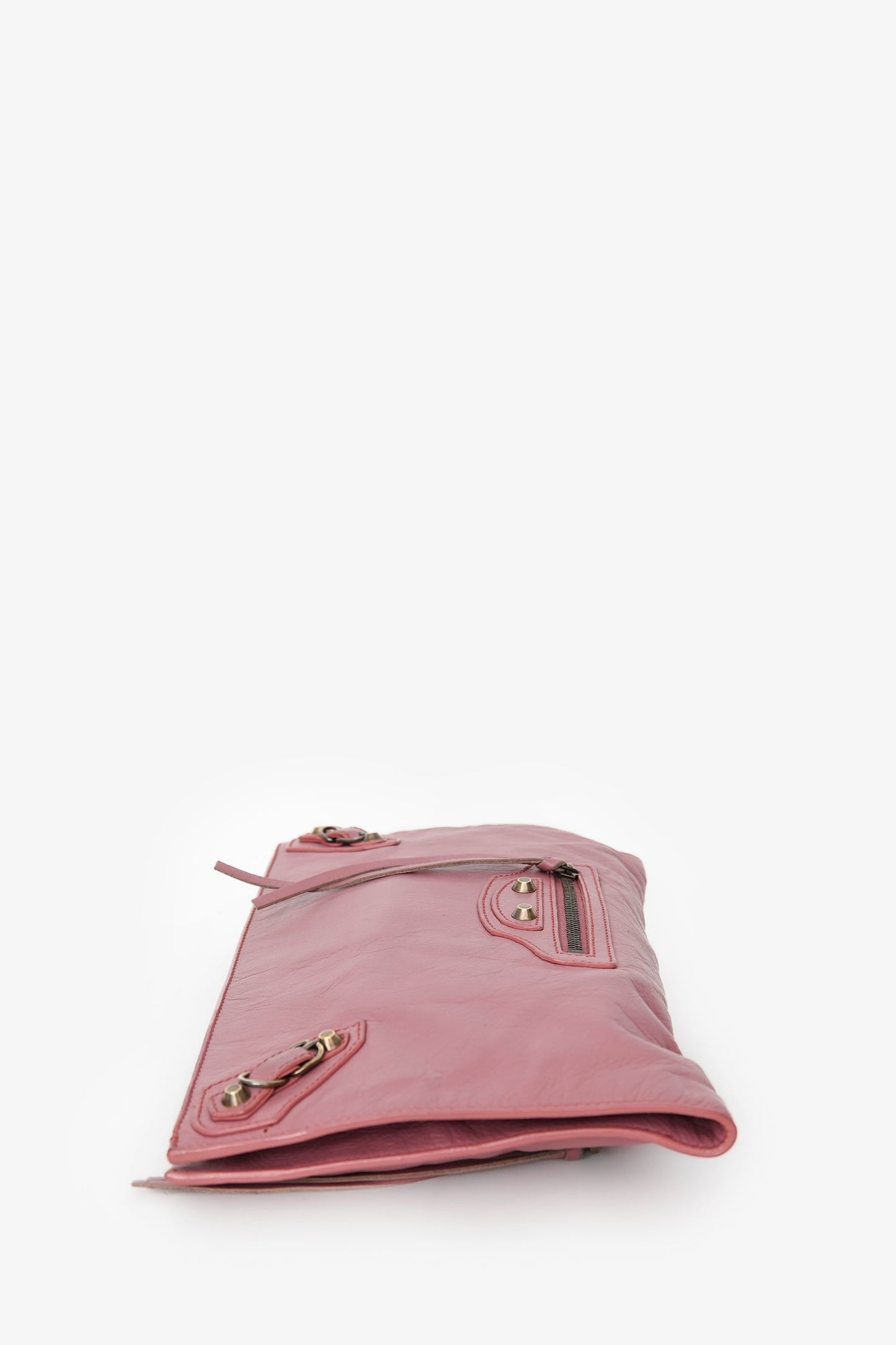 Balenciaga Pink Leather Envelope Clutch