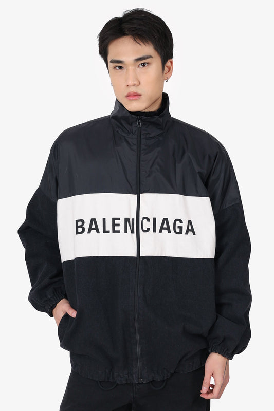 Balenciaga Black/White Denim Logo Jacket Size 34 Mens